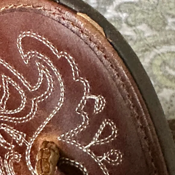 Sandals worn 1 or 2 times. One blemish on left front see photo. Very minor. - Picture 5 of 5